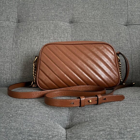Gucci GG Small Marmont Matelasse Shoulder Bag in Brown - Picture 11 of 12
